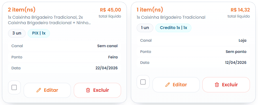 Vendas com resultado liquido